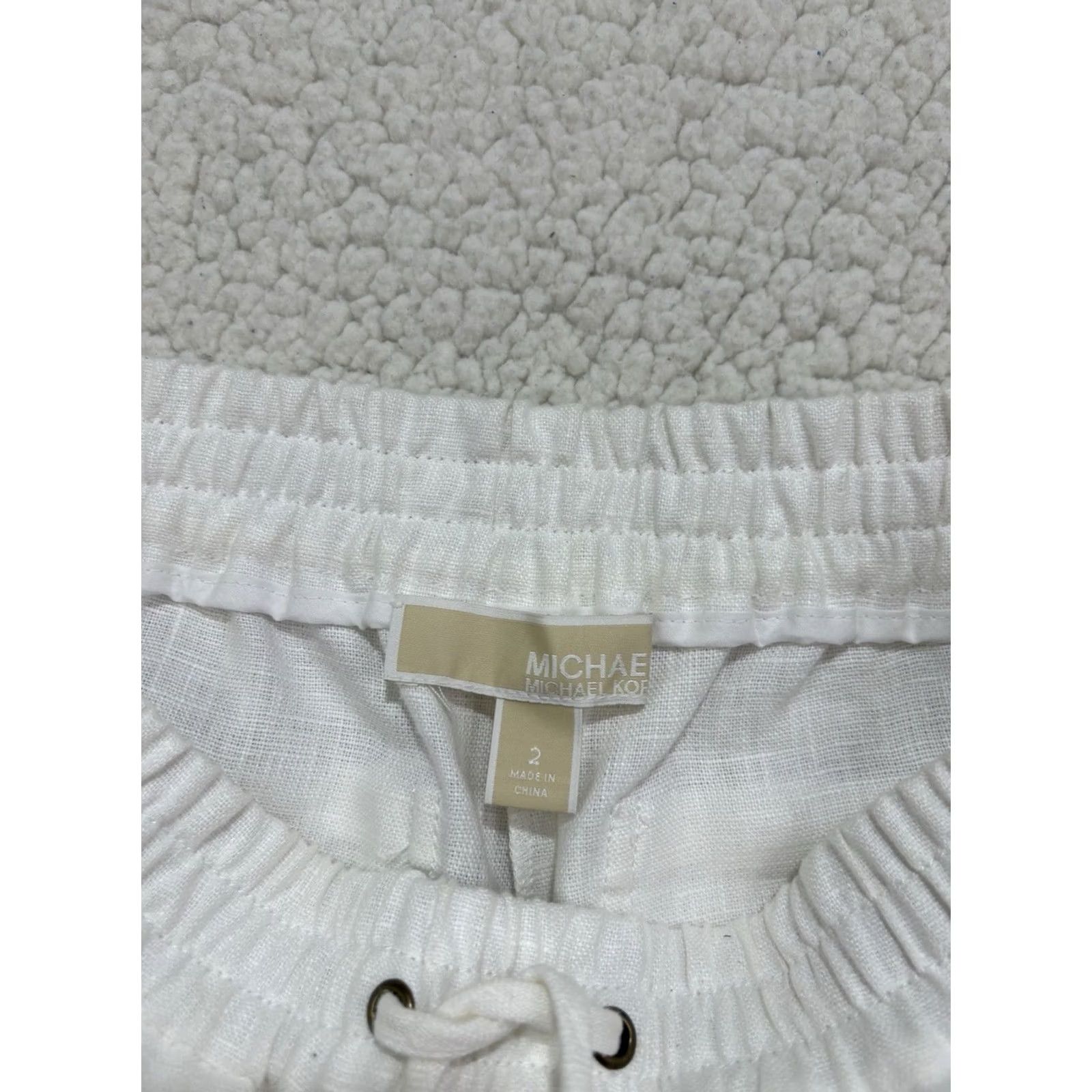 Michael Kors Michael Kors White Linen Pants Slacks Straight Leg Womens Sz 2 Drawstring Linen Size 26" / US 2 / IT 38 - 3 Thumbnail