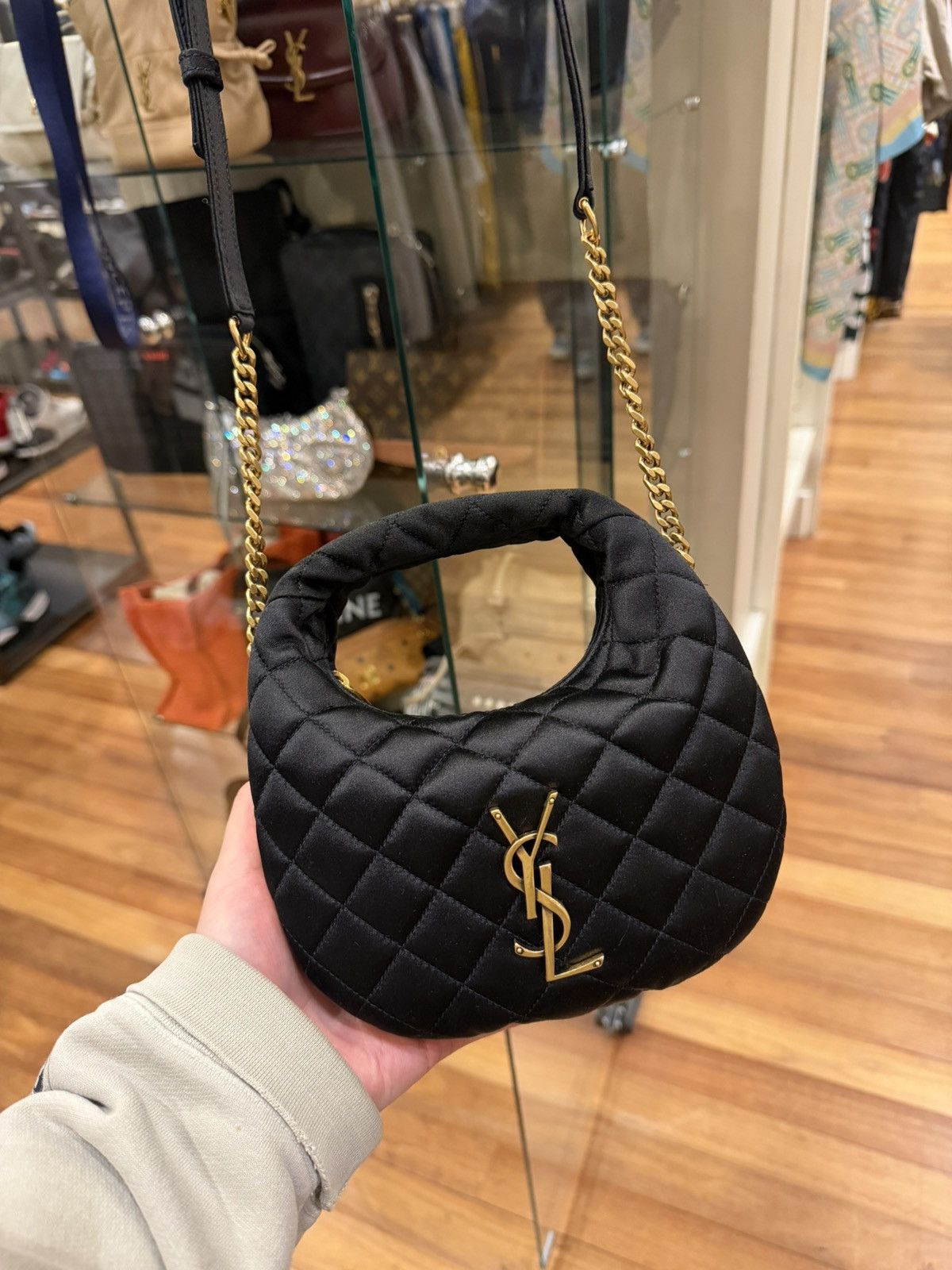 Saint Laurent Paris YSL Mini Icarino In Quilted Satin Black Size ONE SIZE - 1 Thumbnail
