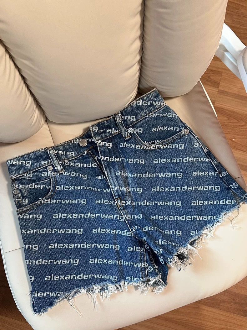 alexanderwang denim shorts logo-print パンツ
