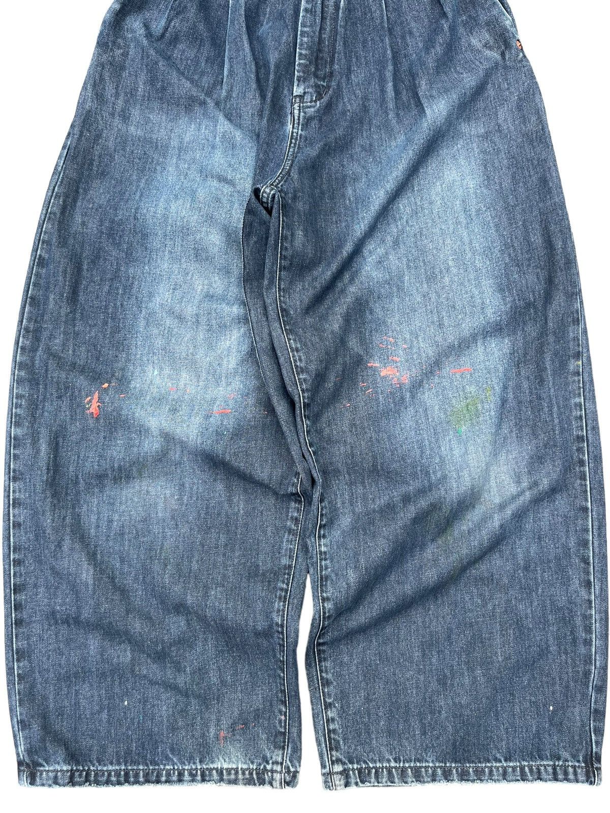 Other Vintage Jnco Style Paint Splattered Navy Washed Baggy Jeans Size 24" / US 00 / IT 34 - 5 Thumbnail