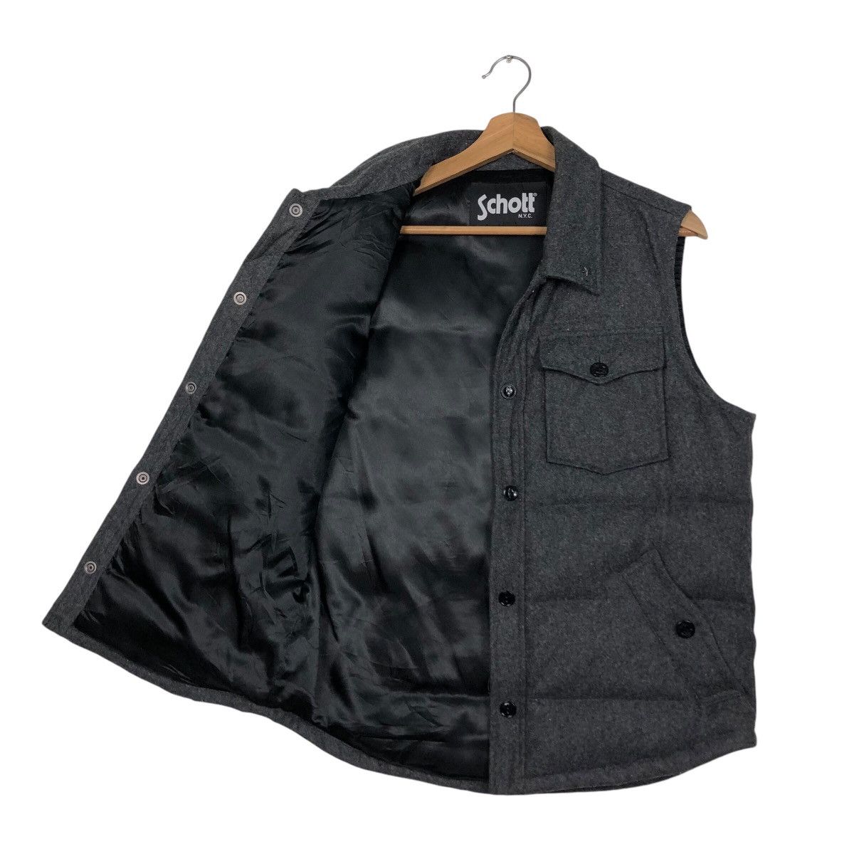 Schott × Vintage 📌Vintage Biker Puffer Vest Jacket Schott N.Y.C Size US M / EU 48-50 / 2 - 11 Thumbnail