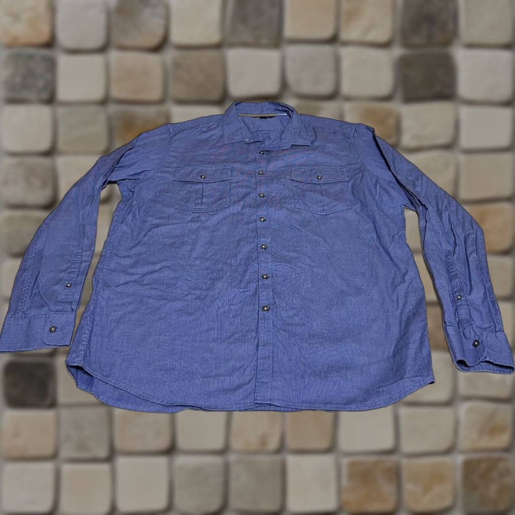 Marcs Marc Anthony Shirt Mens XXL Button-Up Blue Long Sleeve Stretch Slim Fit Collared Woven Cotton Blend Size US XXL / EU 58 / 5 - 1 Thumbnail