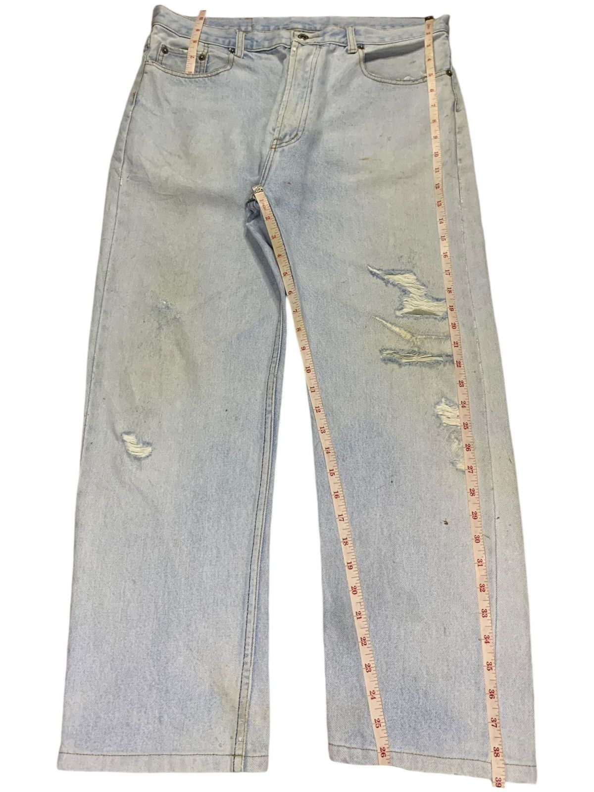 Levi's × Levi's Vintage Clothing SALES🔥Vintage 90s Levis Light Wash Distressed Loose Jeans Size US 34 / EU 50 - 11 Thumbnail