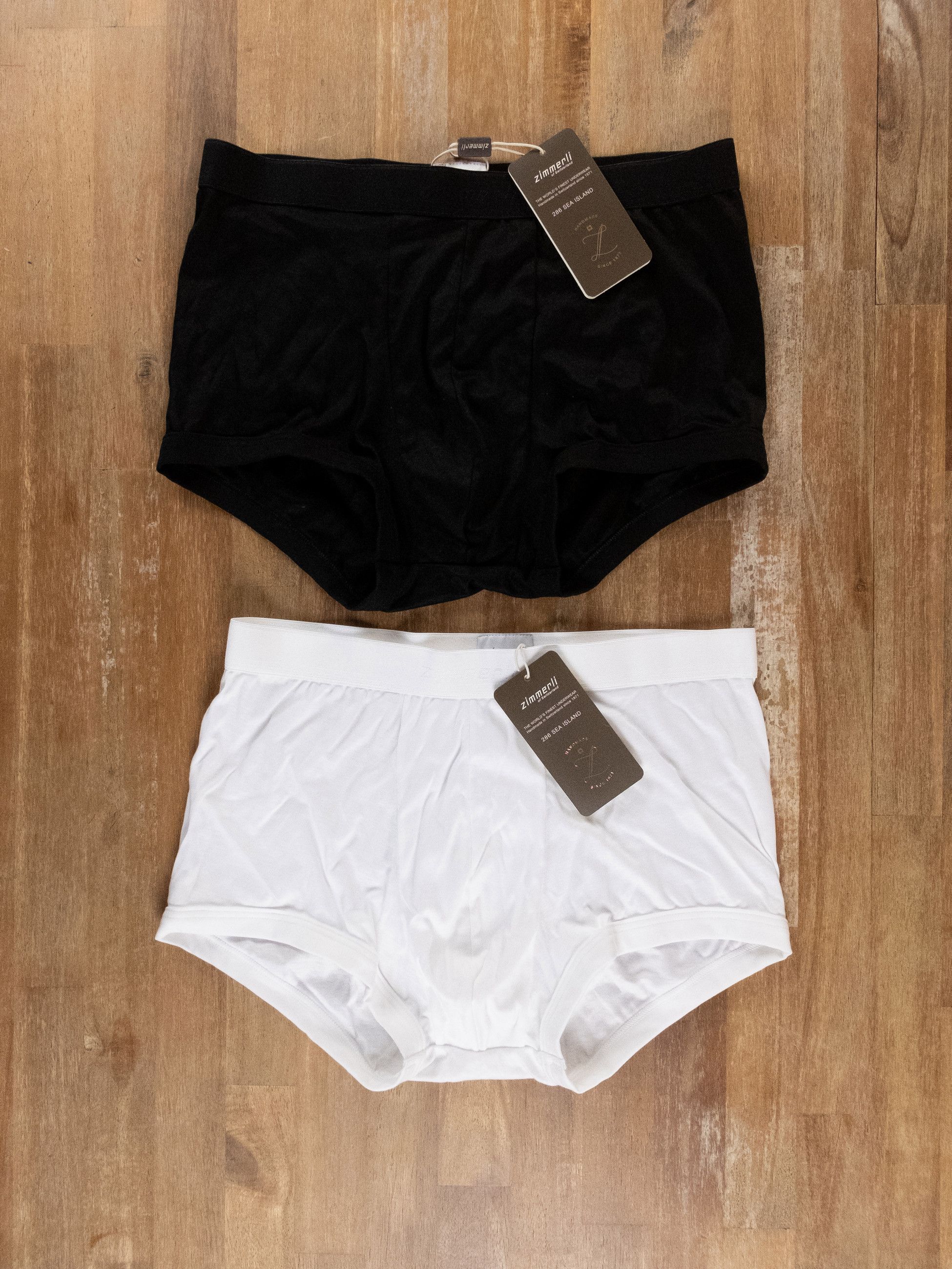 image of 2 X Zimmerli 286 Sea Island Cotton Trunks Boxers Medium in Black White, Men's (Size 32)