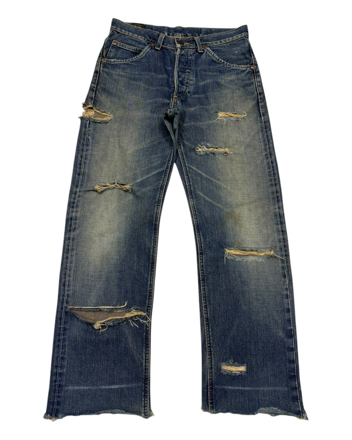 Lee Vintage Lee THRASHED Distressed Selvedge Denim Jeans Size US 30 / EU 46 - 7 Thumbnail