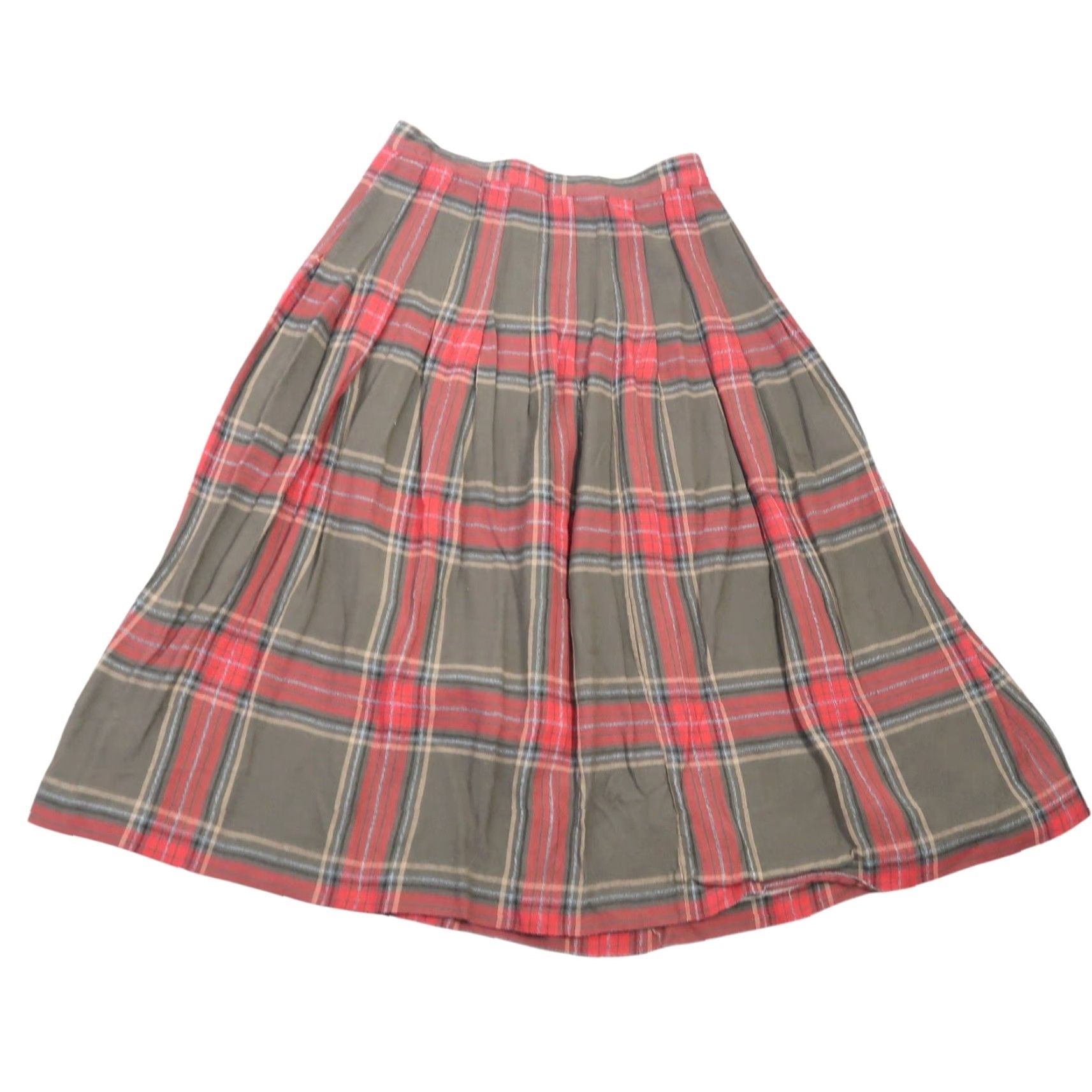 Vintage VINTAGE 80s Significance brown plaid a-line midi skirt 27" Womens Size S High Rise Fall Winter Spring Casual Plaid 12 fits 27" waist Size 28" / US 6 / IT 42 - 3 Thumbnail