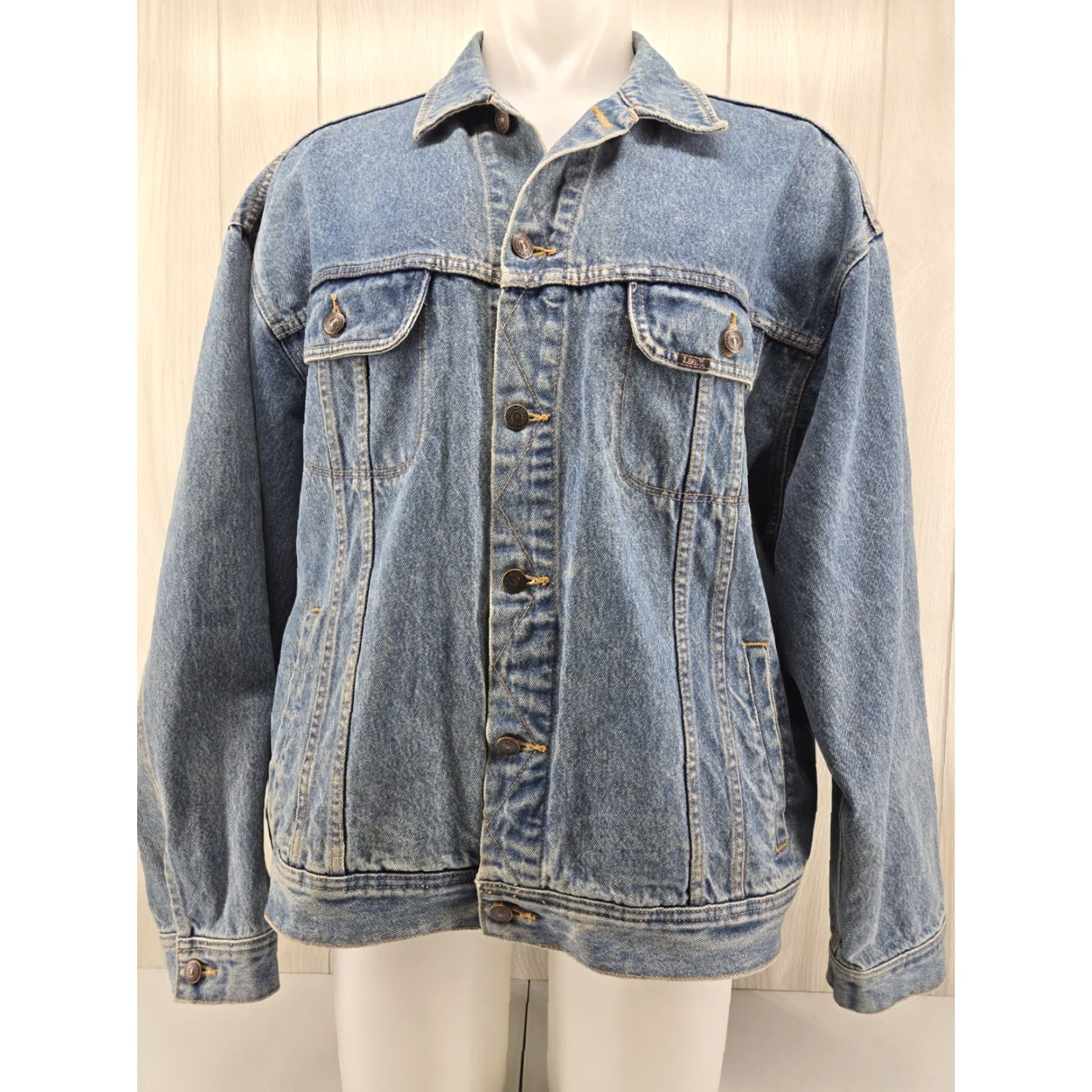 Lee VINTAGE Lee Trucker Jacket Men 2XL Western 90s Denim Blue Jacket/Coat Bomber Jacket 80s 90s Size US XXL / EU 58 / 5 - 4 Thumbnail