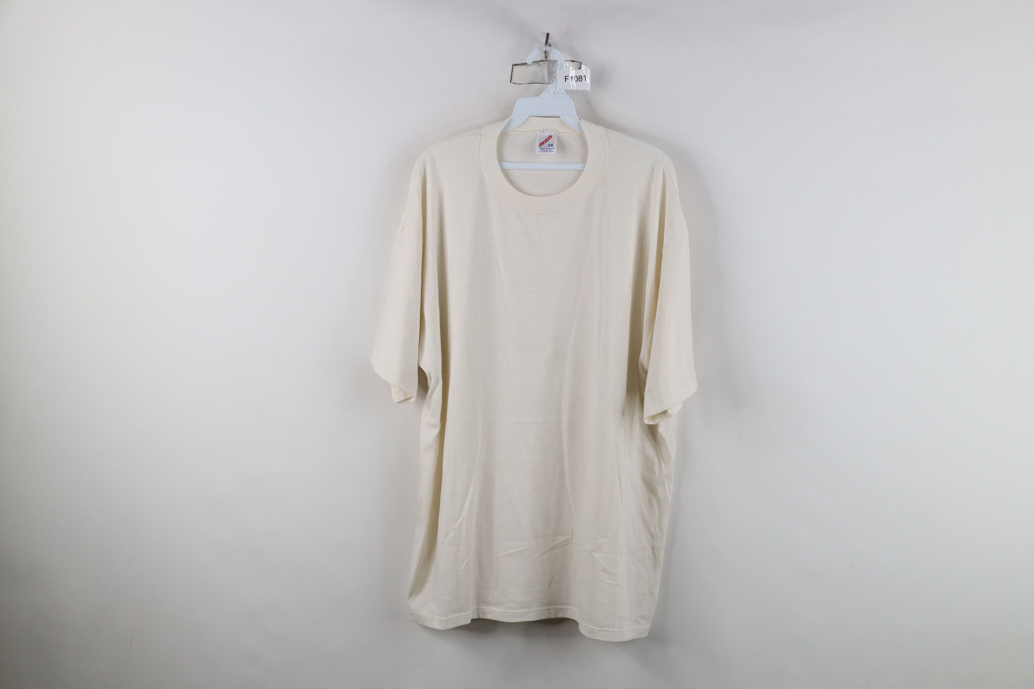 Vintage Vintage 90s Streetwear Blank Short Sleeve T-Shirt Beige USA Size US XXL / EU 58 / 5 - 1 Thumbnail