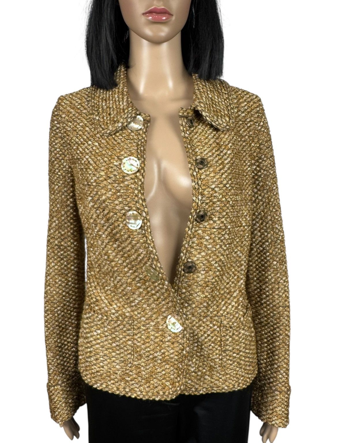 Escada Escada Gold Woven Viscose Jacket Collared size DE38 IT44 Size M / US 6-8 / IT 42-44 - 11 Thumbnail