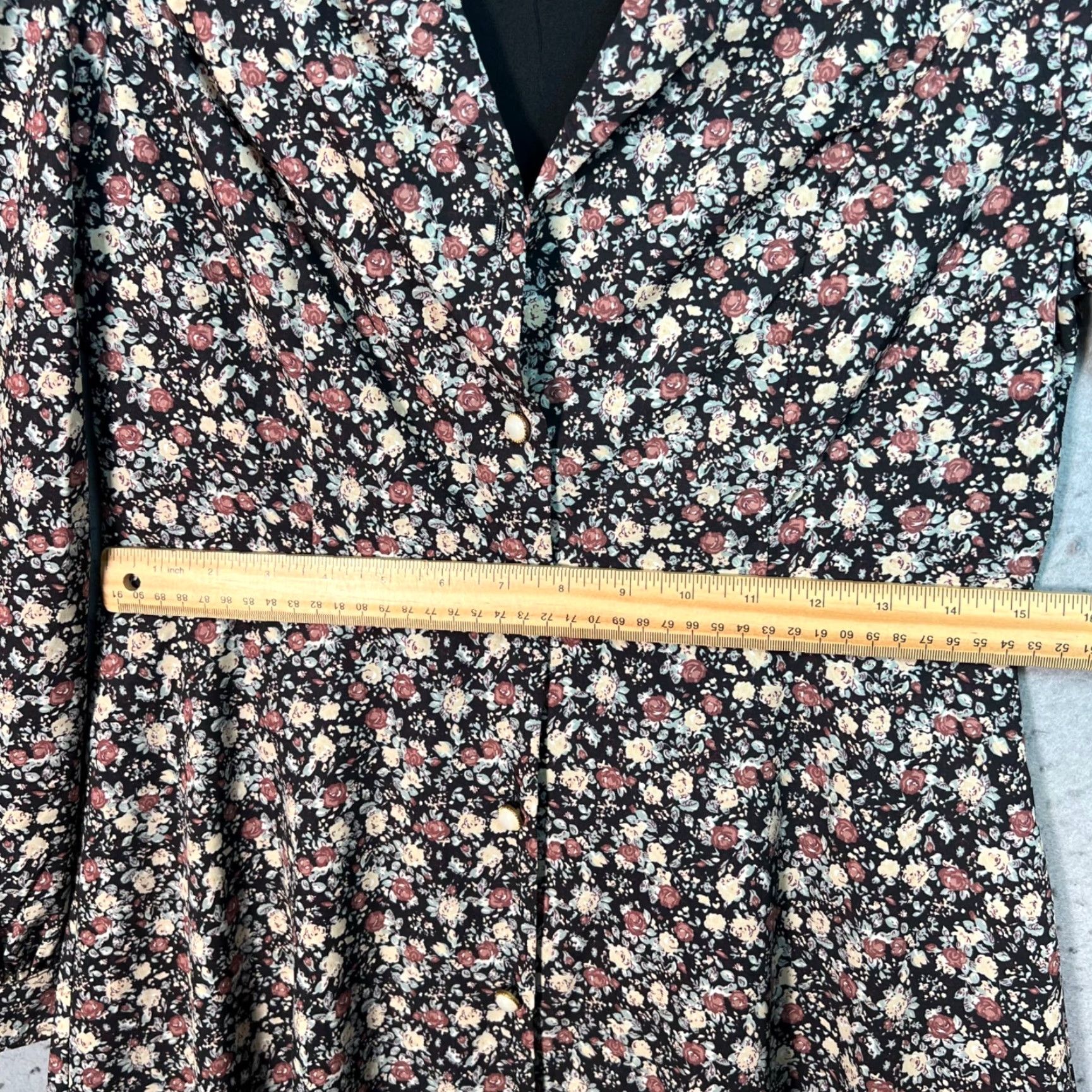 Oak + Fort Oak + Fort Womens Medium Floral Long Sleeve Dress Black Polyester Size M / US 6-8 / IT 42-44 - 7 Thumbnail