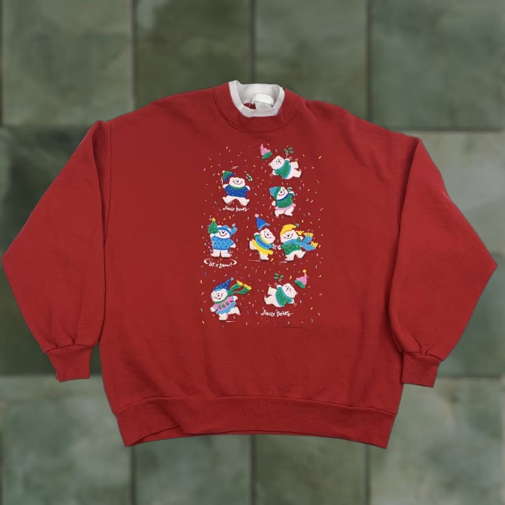 Vintage VINTAGE Hallmark Sweatshirt Unisex Adults XL Red Pullover 90s Christmas Jingle Bears Size US XL / EU 56 / 4 - 1 Thumbnail
