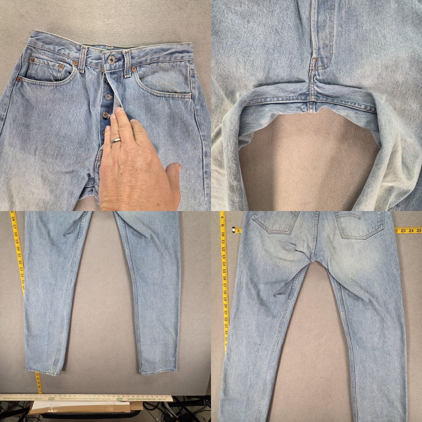 Levi's VINTAGE Levi's 501 Jeans Men's Blue Valencia 555 Straight Button Fly 27x31 Fits 27x31 Jeans Mens Blue 501 XX Denim USA 1990s Size US 27 - 9 Thumbnail