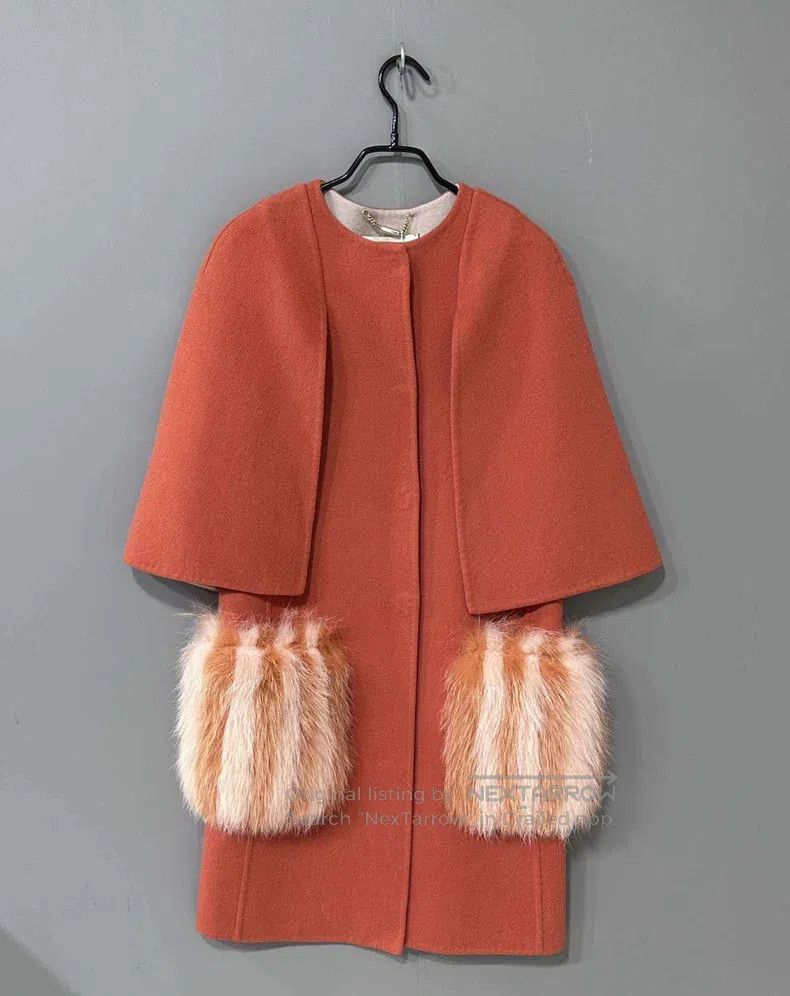 Fendi Fendi Fox Fur Trimmed Cloak Long Coat Size XXS / US 00 / IT 34 - 2 Thumbnail