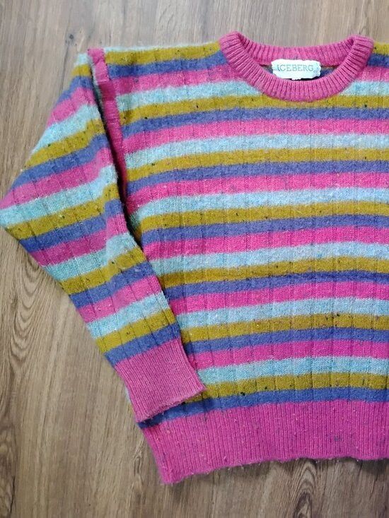 Iceberg Vintage Iceberg Striped Wool Crewneck Sweater Size S / US 4 / IT 40 - 2 Thumbnail