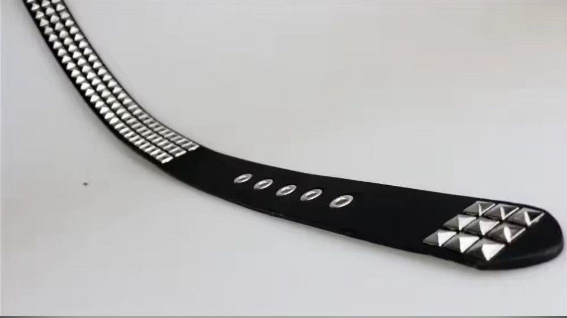Leather 110cm Rivet Pyramid Studded PU Leather Belt Size ONE SIZE - 7 Thumbnail