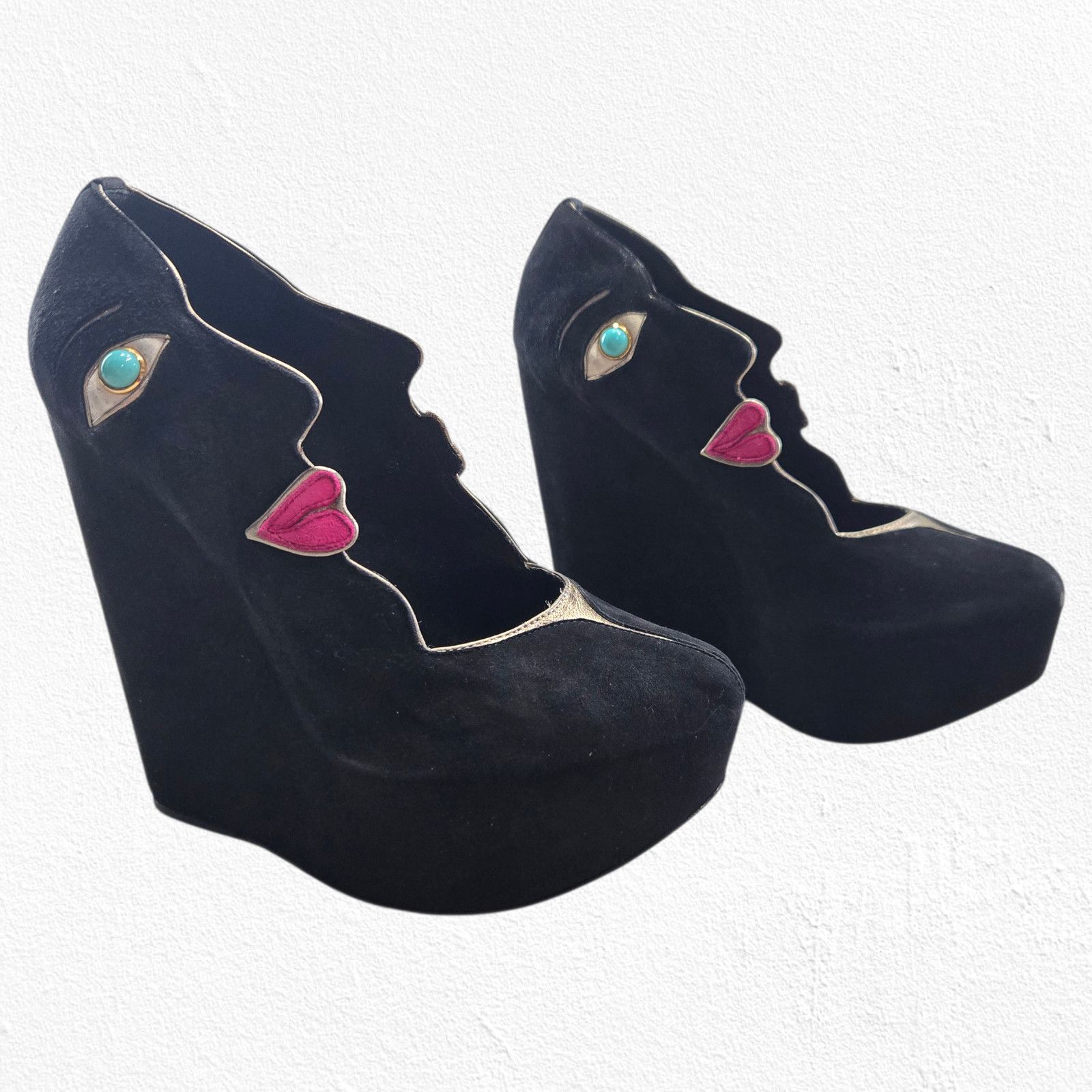 Dolce & Gabbana Dolce & Gabbana Face Wedge Platform Suede Heels EU 36.5 Size US 6.5 / IT 36.5 - 2 Thumbnail