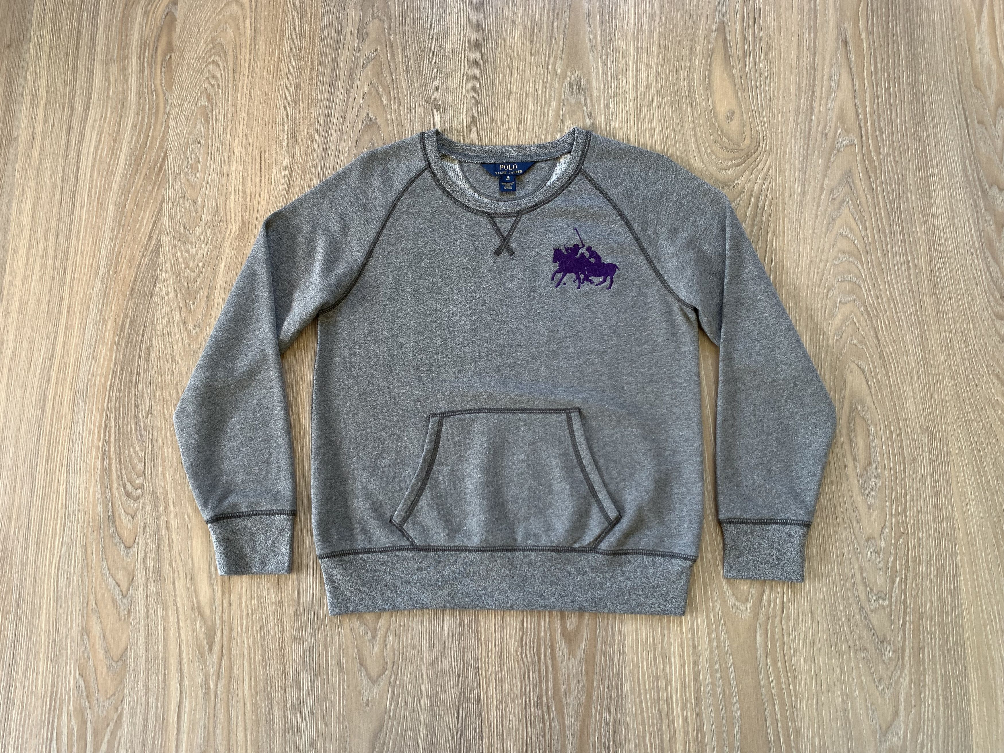 Polo Ralph Lauren × Ralph Lauren × Vintage Ralph Lauren Youth Vintage Grey Cotton Pocket Sweatshirt Size US XXS / EU 40 - 12 Thumbnail