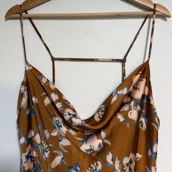 Other Audrey 3+1 Rust Floral Cowl Neck Slip Dress – Size L Size L / US 10 / IT 46 - 8 Thumbnail