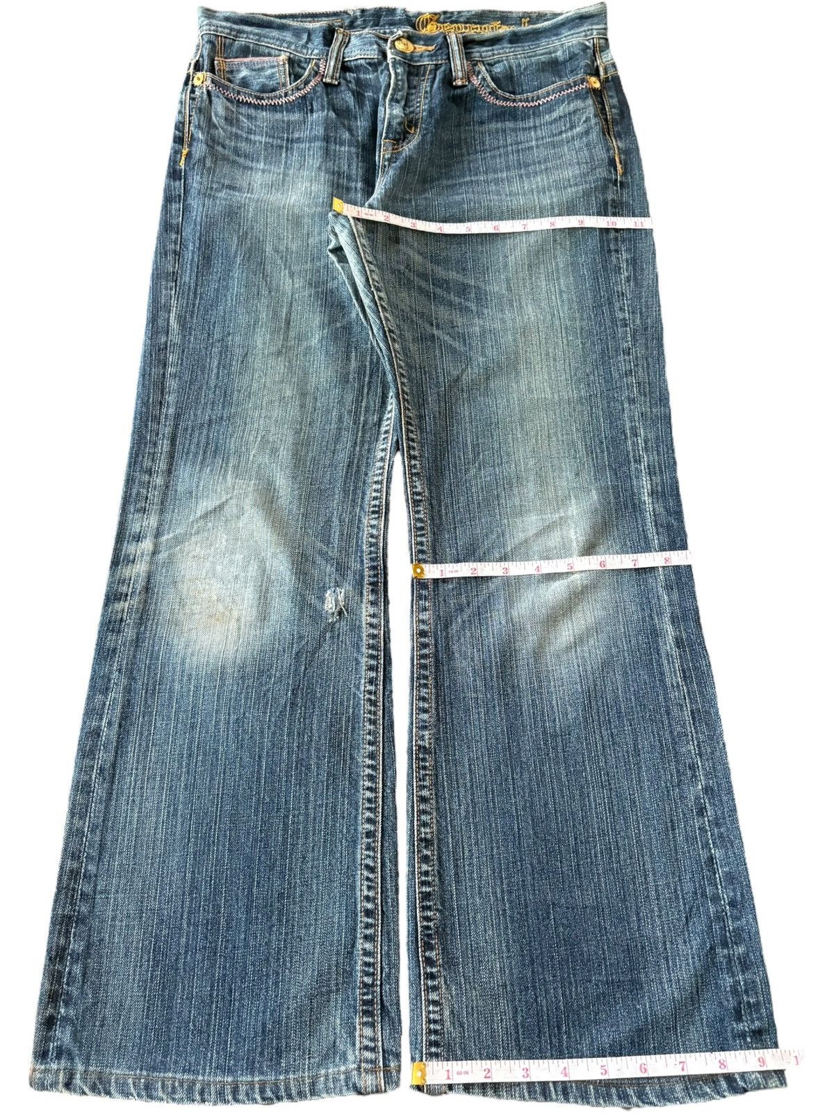 Hysteric Glamour Vintage Japanese Brand Blue Wash Distress Flare Jeans Size 32" / US 10 / IT 46 - 8 Thumbnail