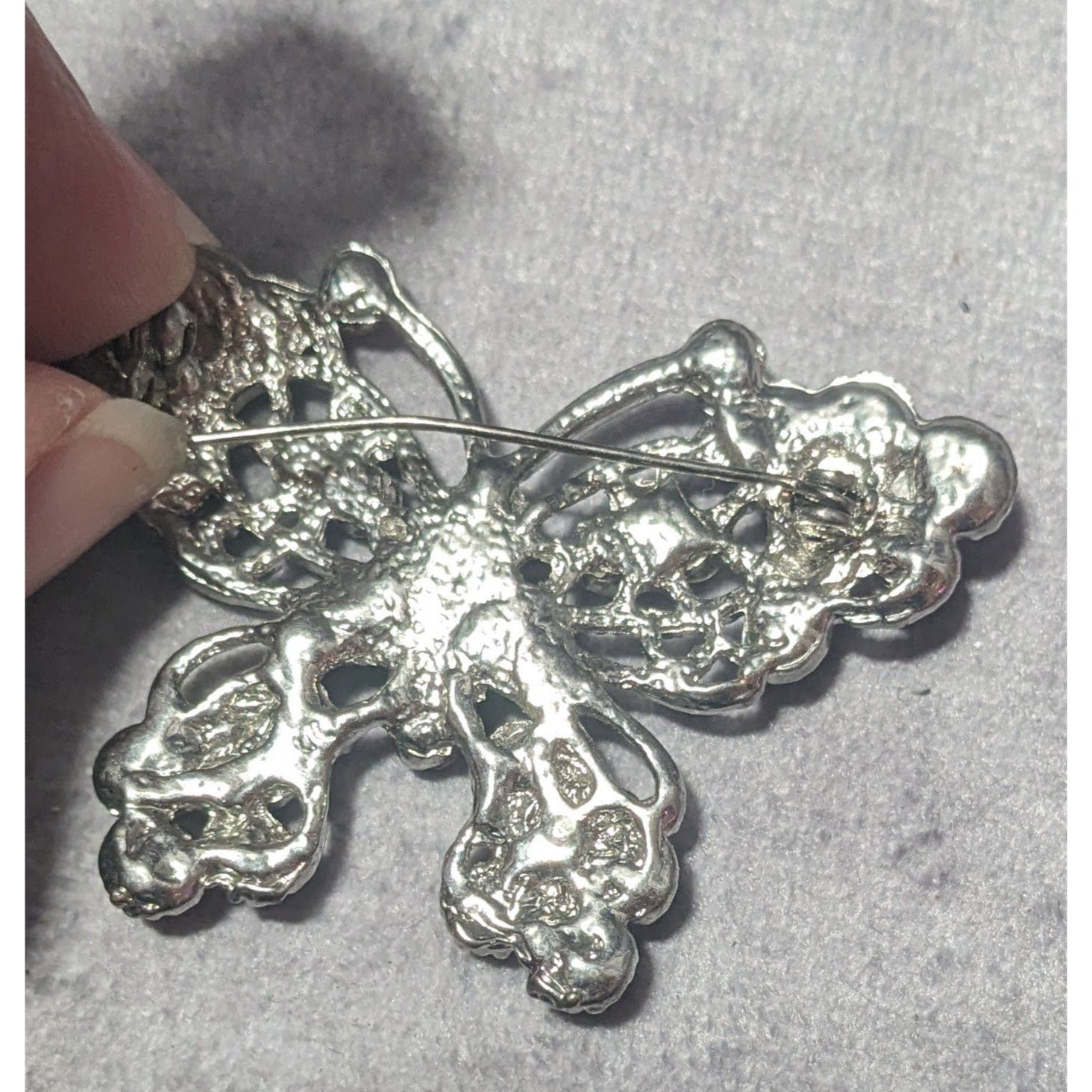Other Fairycore Pink Gemmed Silver Tone Butterfly Brooch Size ONE SIZE - 6 Thumbnail