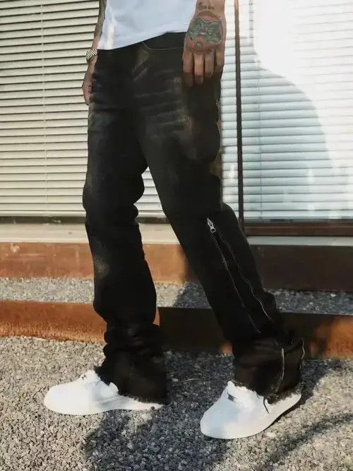 Jean urban designer fade distressed flared cargo jeans Size US 36 / EU 52 - 1 Thumbnail