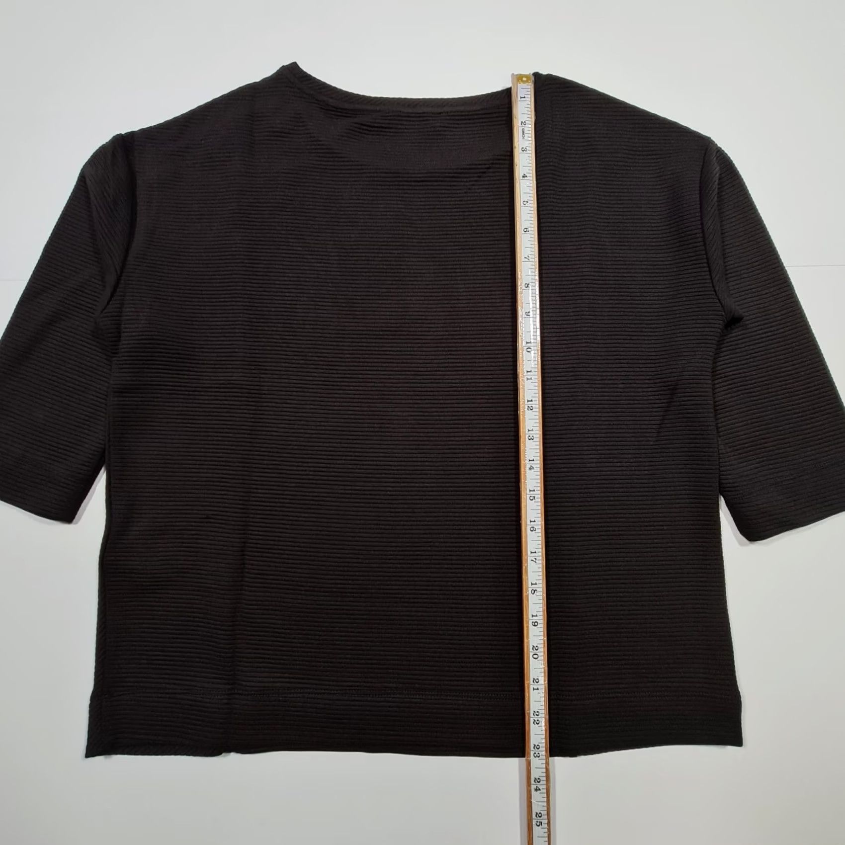 Vintage Betty Barclay Womens T Shirt Black 12 3/4 Sleeve Relaxed Fit Ribbed Top Size XL / US 12-14 / IT 48-50 - 7 Thumbnail