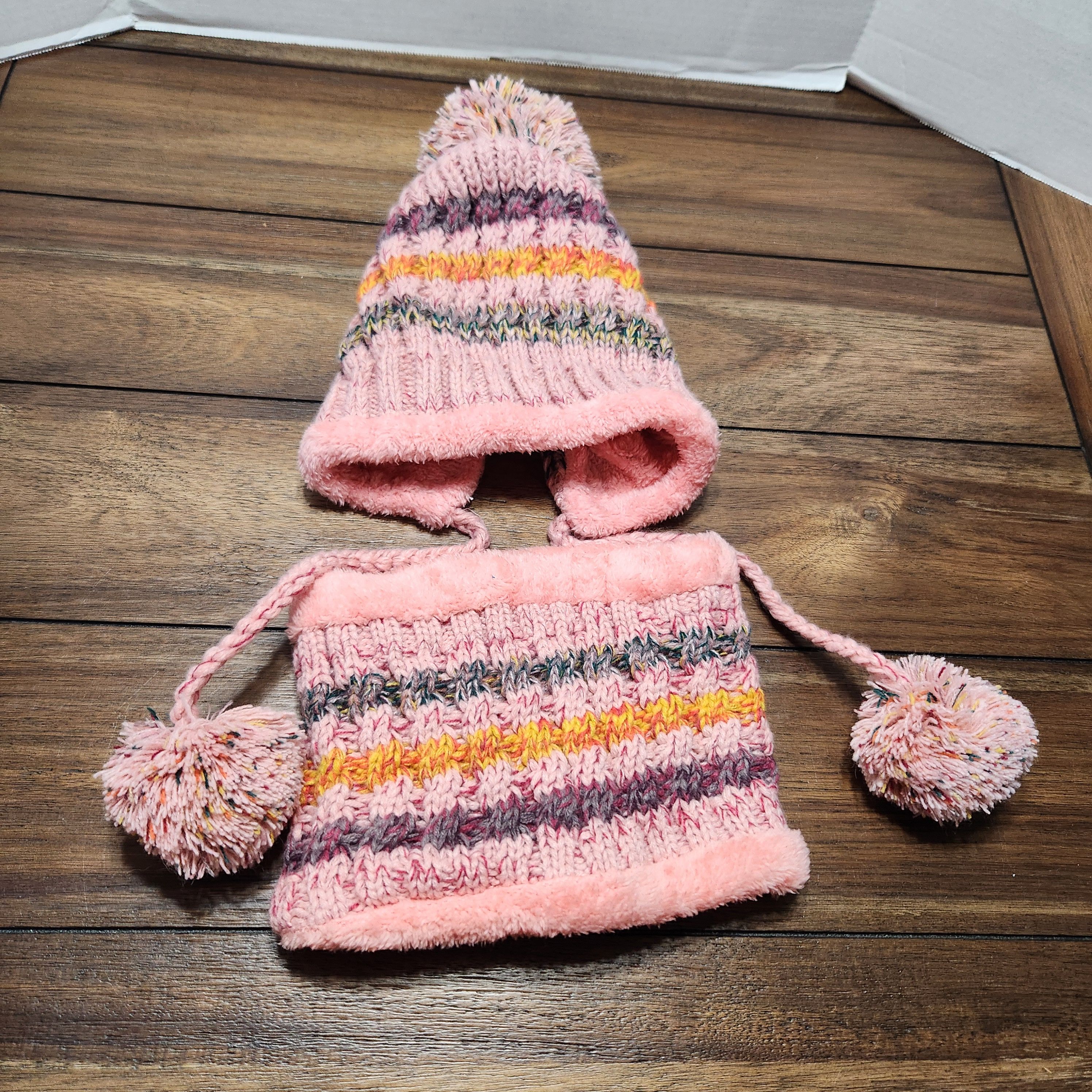 Other Beanie W Pom-Pom Tie String Plus Reversible Neck Warmer Size ONE SIZE - 4 Thumbnail