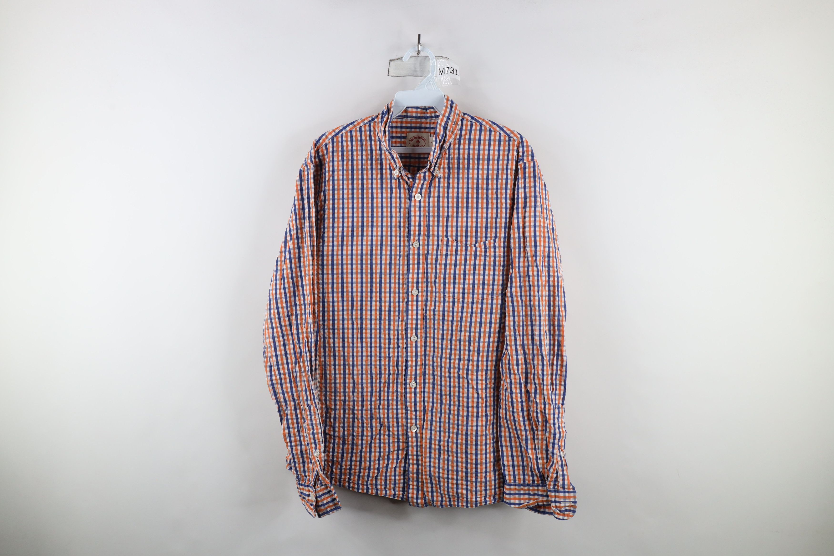 Brooks Brothers × Vintage Brooks Brothers Seersucker Collared Button Down Shirt Size US L / EU 52-54 / 3 - 1 Thumbnail
