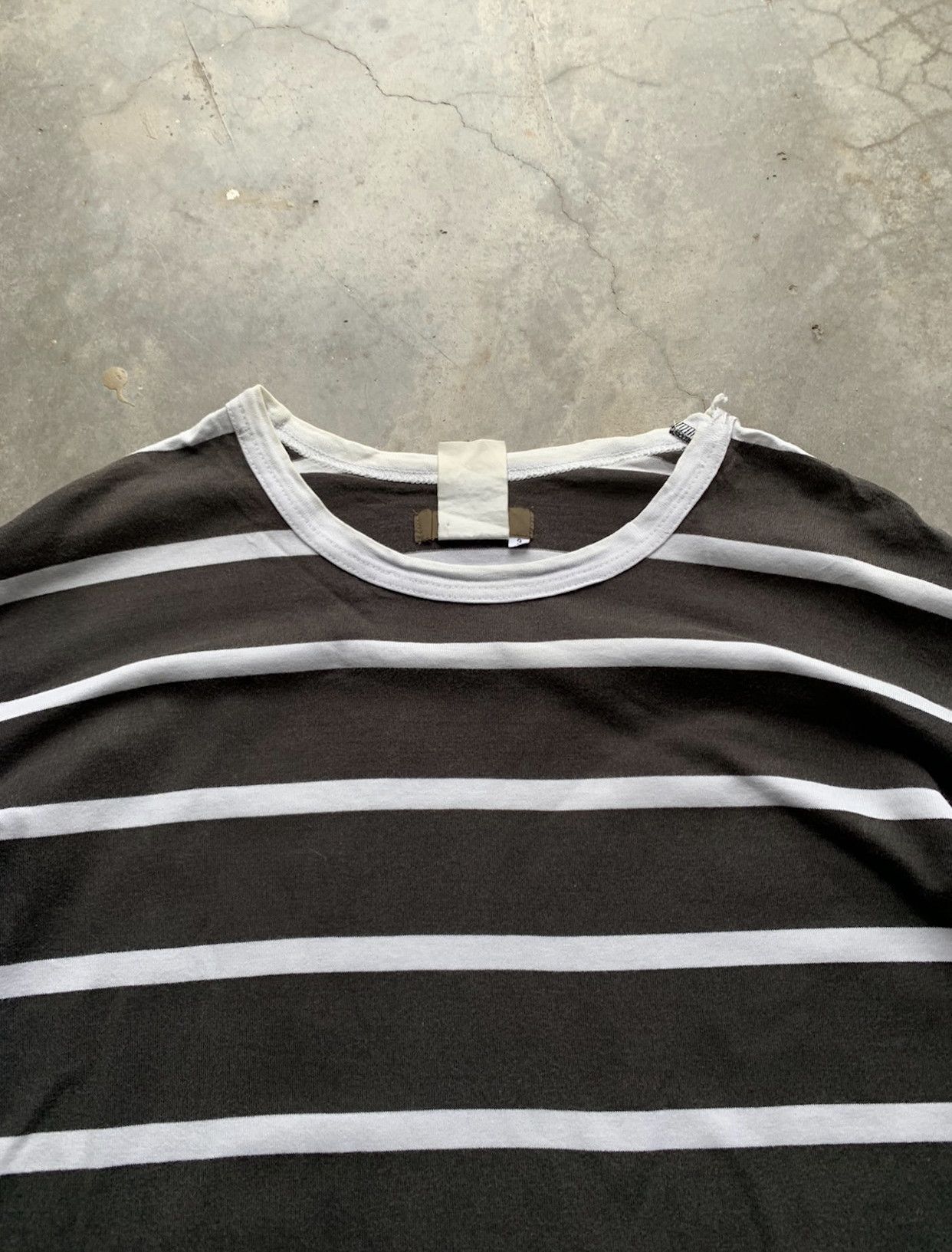Yohji Yamamoto Very Rare Yohji Yamamoto Striped Distressed Long asleeve Tee Size US M / EU 48-50 / 2 - 5 Thumbnail