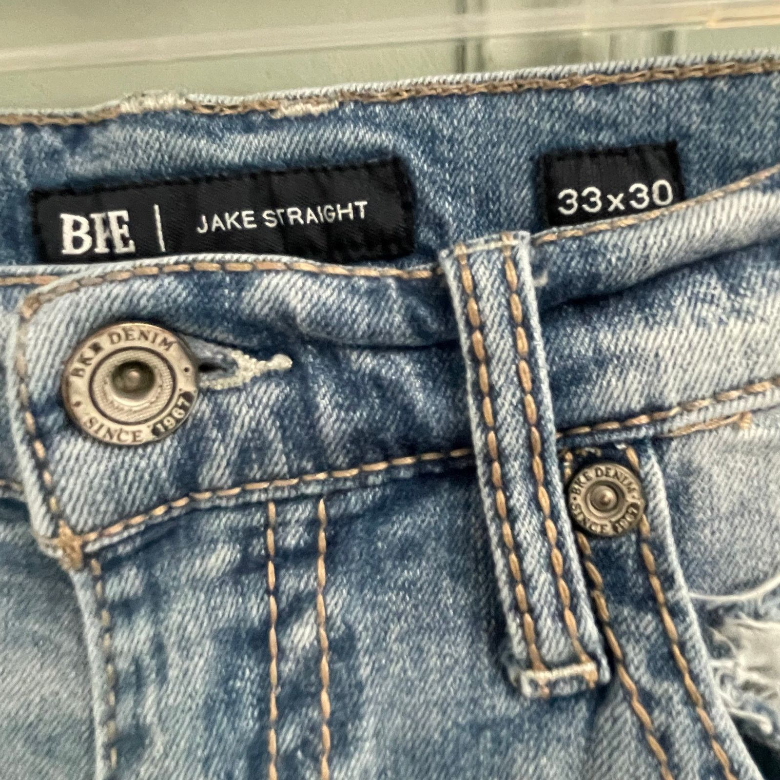 BKE BKE Jeans Jake Straight Distressed Size 33x30 Buckle Denim Size US 33 - 3 Thumbnail