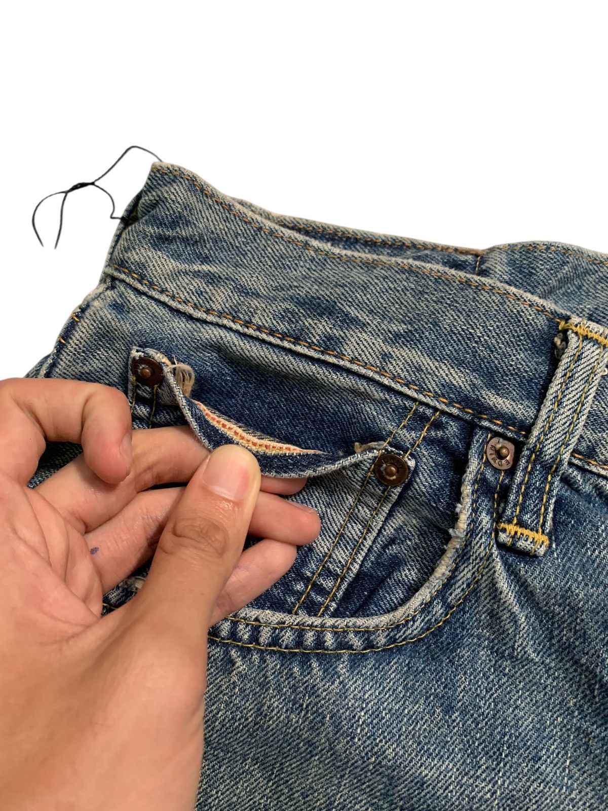 Kapital VINTAGE EDWIN 505 SELVEDGE BAGGY DISTRESSED JAPANESE DENIM Size US 29 - 12 Thumbnail