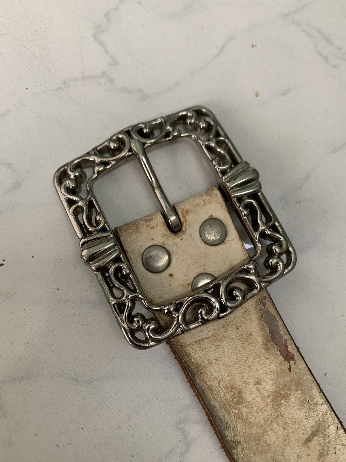 If Six Was Nine Vtg Rare Leather Belt Star Dagger Like Chrome Hearts Design Size ONE SIZE - 6 Thumbnail