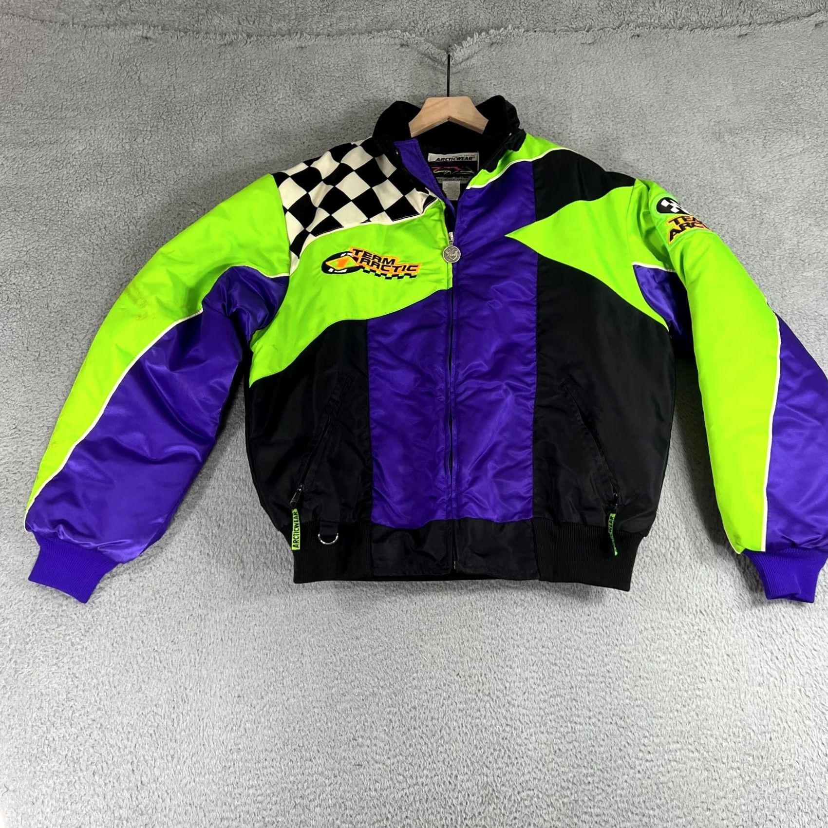 Vintage 90s ArcticCat ArcticWear Snowmobile Bomber Jacket Women’s LT Black Size L Regular Sweat/Preowned Size L / US 10 / IT 46 - 2 Thumbnail