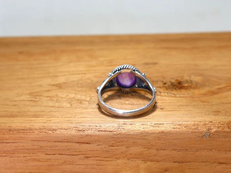 Handmade Amethyst Ring: Handmade Sterling Silver, February Birthstone Size ONE SIZE - 7 Thumbnail