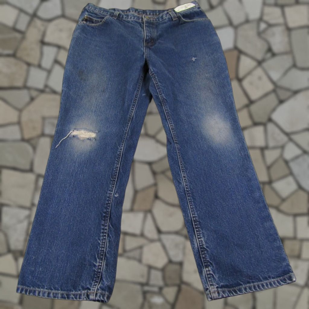 Carhartt Carhartt Jeans Mens 36x30 Blue Denim Flame-Resistant FR Workwear Jeans Regular Inseam 28in Pockets Logo Button Zipper - Mens Size US 36 / EU 52 - 1 Thumbnail