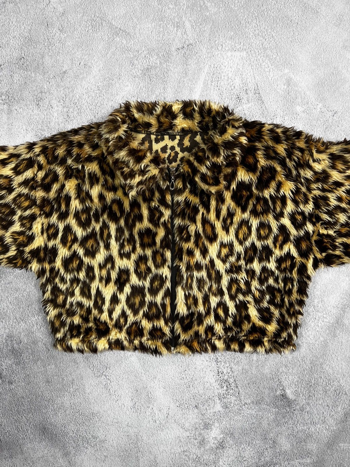 20471120 × Japanese Brand × Vintage Vintage 90s leopard fur faux cropped 3/4 sleeve jacket S Size S / US 4 / IT 40 - 5 Thumbnail