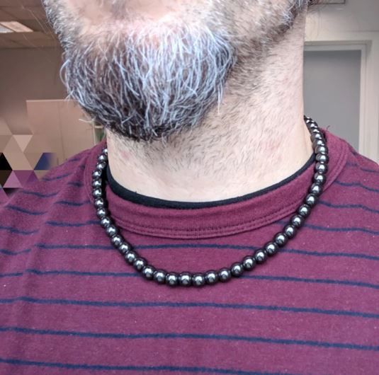 Jewelry 8MM Black Beaded Necklace Size ONE SIZE - 1 Thumbnail