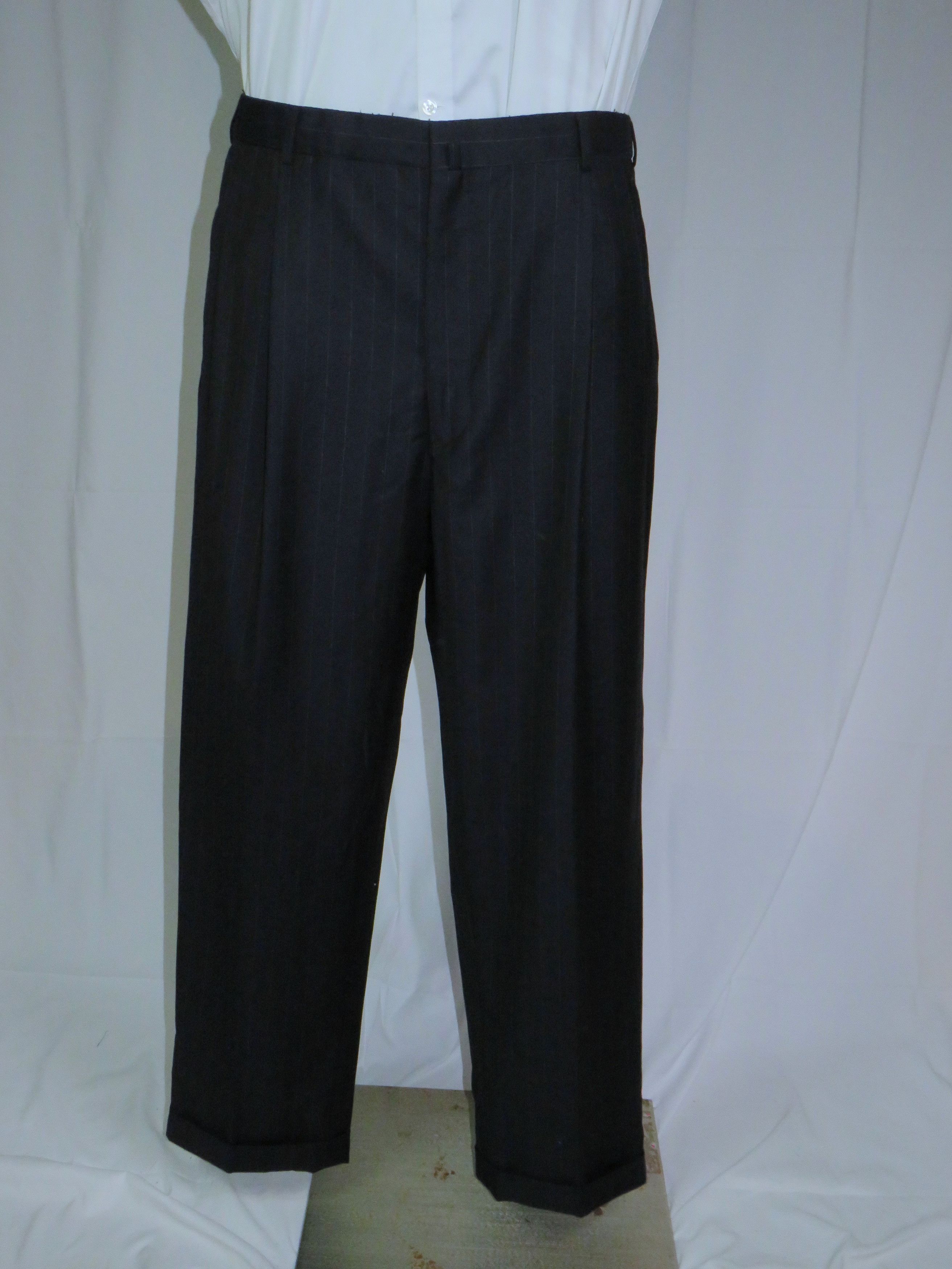 Golden Fleece Loro Piana Navy Striped Two Button Suit 45L