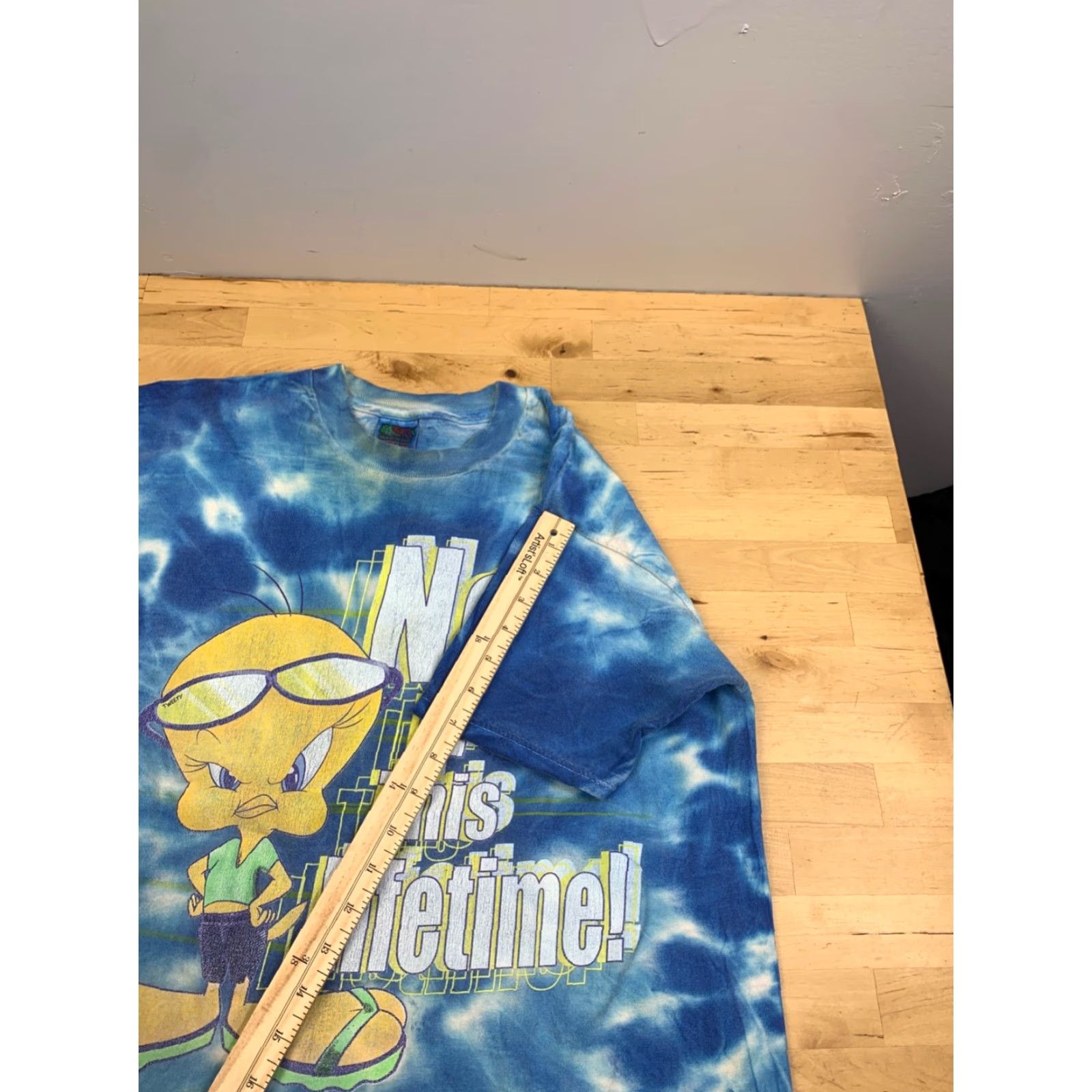 Fruit Of The Loom VINTAGE Tweety Bird Shirt Mens L Blue Tie Dye Not in this Lifetime Y2K 12353 Size US L / EU 52-54 / 3 - 7 Thumbnail