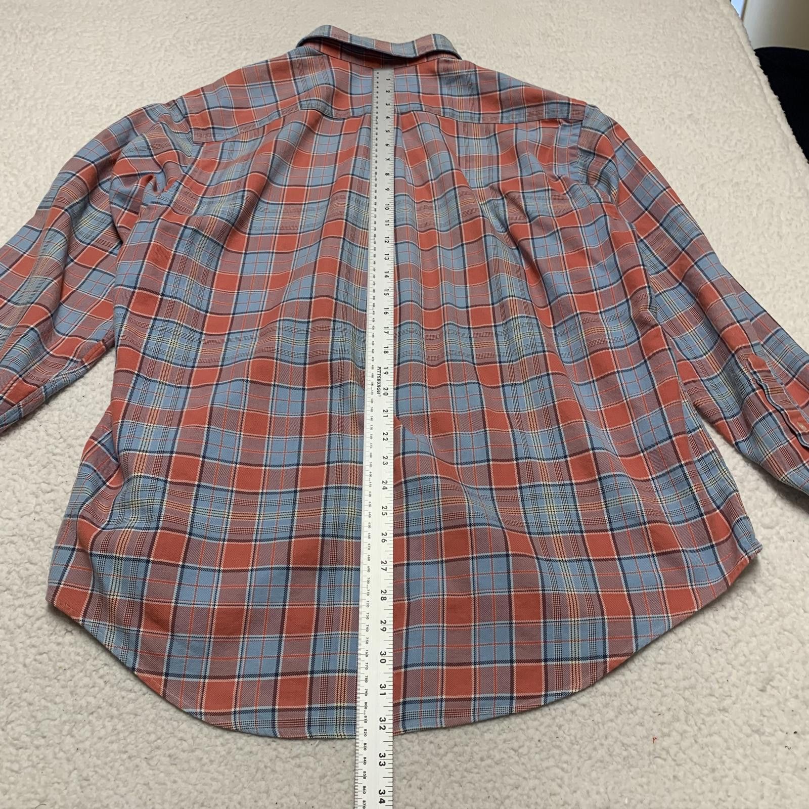 Vineyard Vines Vineyard Vines Men's XL Blue Orange Plaid Shirt Size 44R - 5 Thumbnail