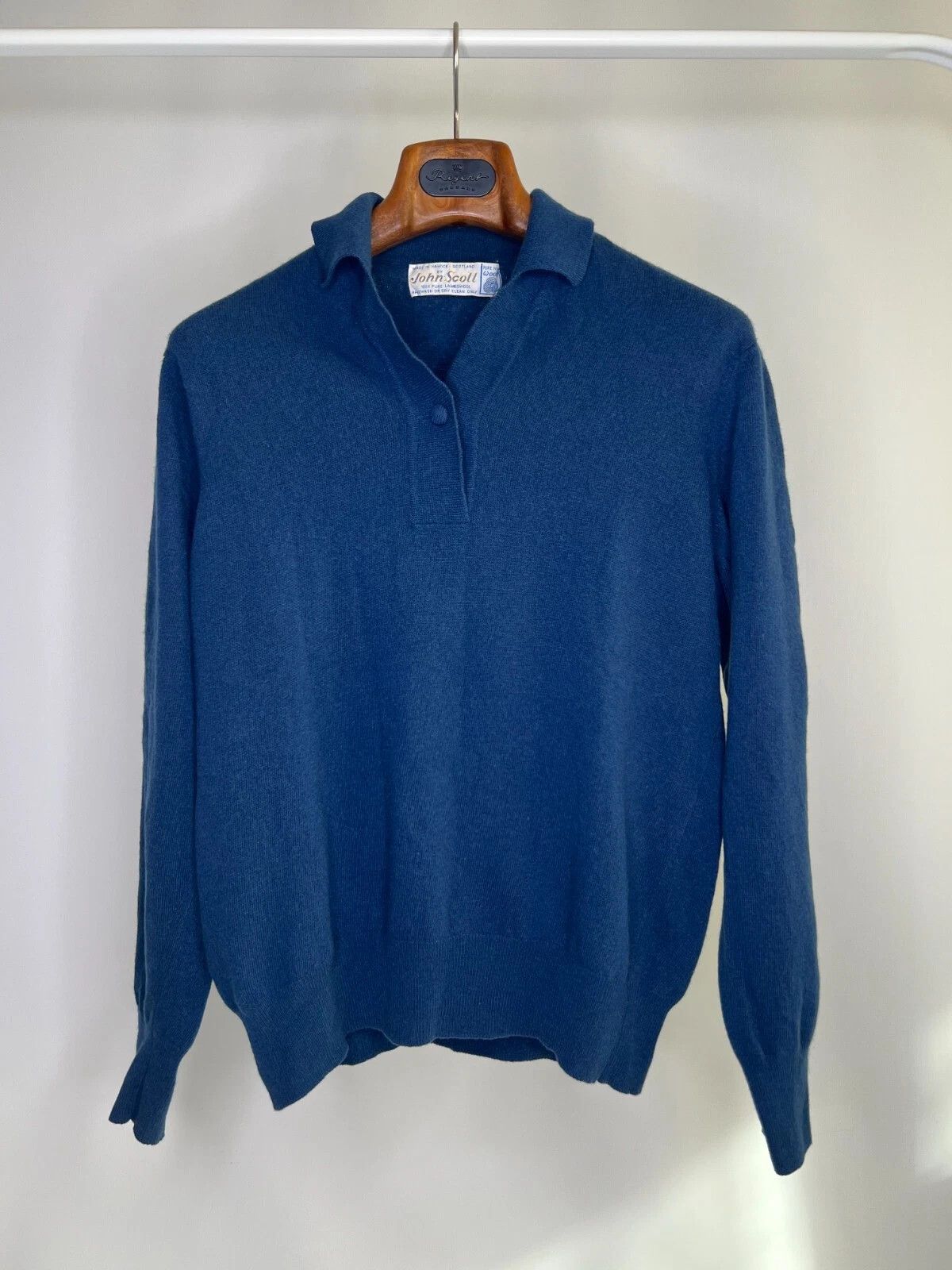 Other Hawick by John Scott Pure Lambswool Blue Long Sleeve Polo Size US M / EU 48-50 / 2 - 1 Thumbnail