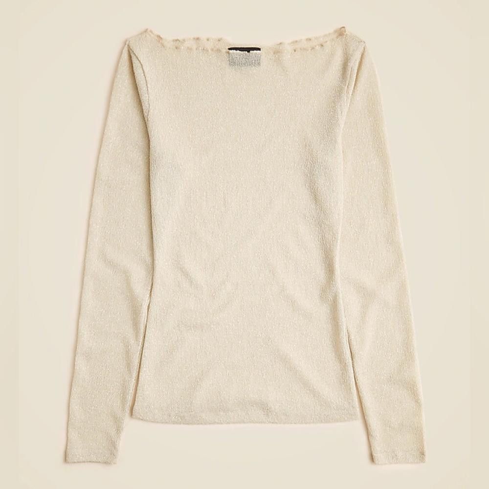 J.Crew J CREW Collection Sheer Metallic Boatneck Top Size M / US 6-8 / IT 42-44 - 1 Thumbnail