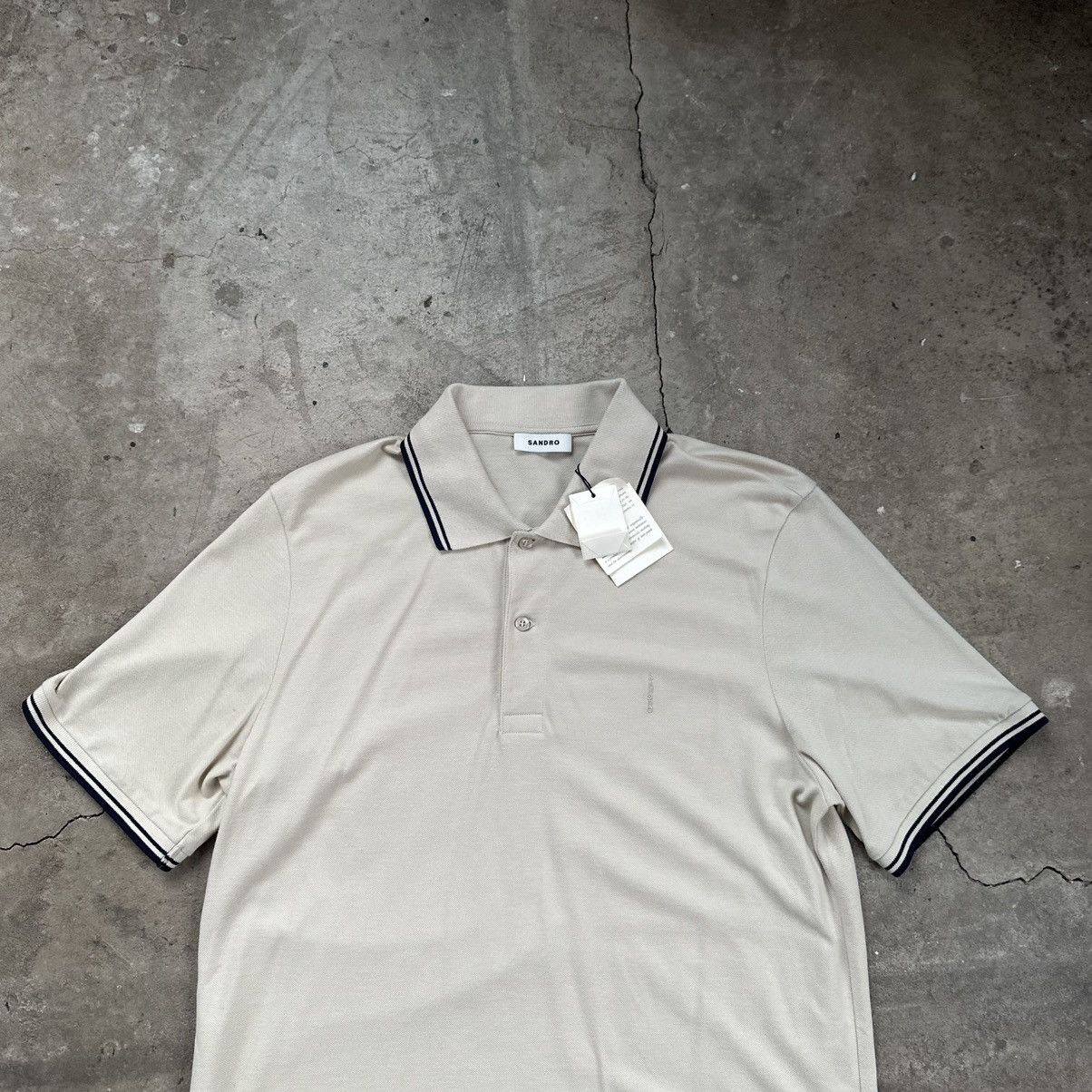 Sandro Sandro Cream Men's Polo Shirt Size US L / EU 52-54 / 3 - 3 Thumbnail