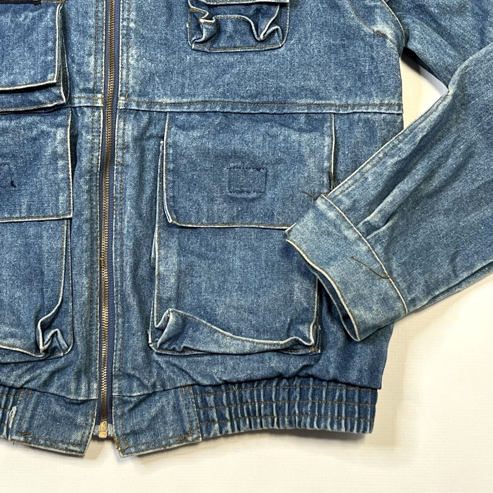 Valentino VINTAGE Valenti Denim Jacket Jacket Women's XS Blue Pockets Logo Zipper Casual Workwear Streetwear 90s Tall? Size XS / US 0-2 / IT 36-38 - 7 Thumbnail