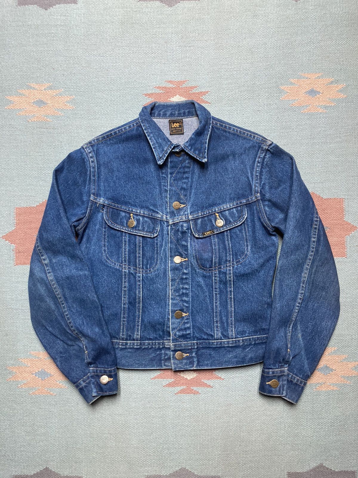 Lee × Vintage 70s lee denim trucker jacket PATD dark USA kids youth large? Size XS / US 0-2 / IT 36-38 - 1 Thumbnail