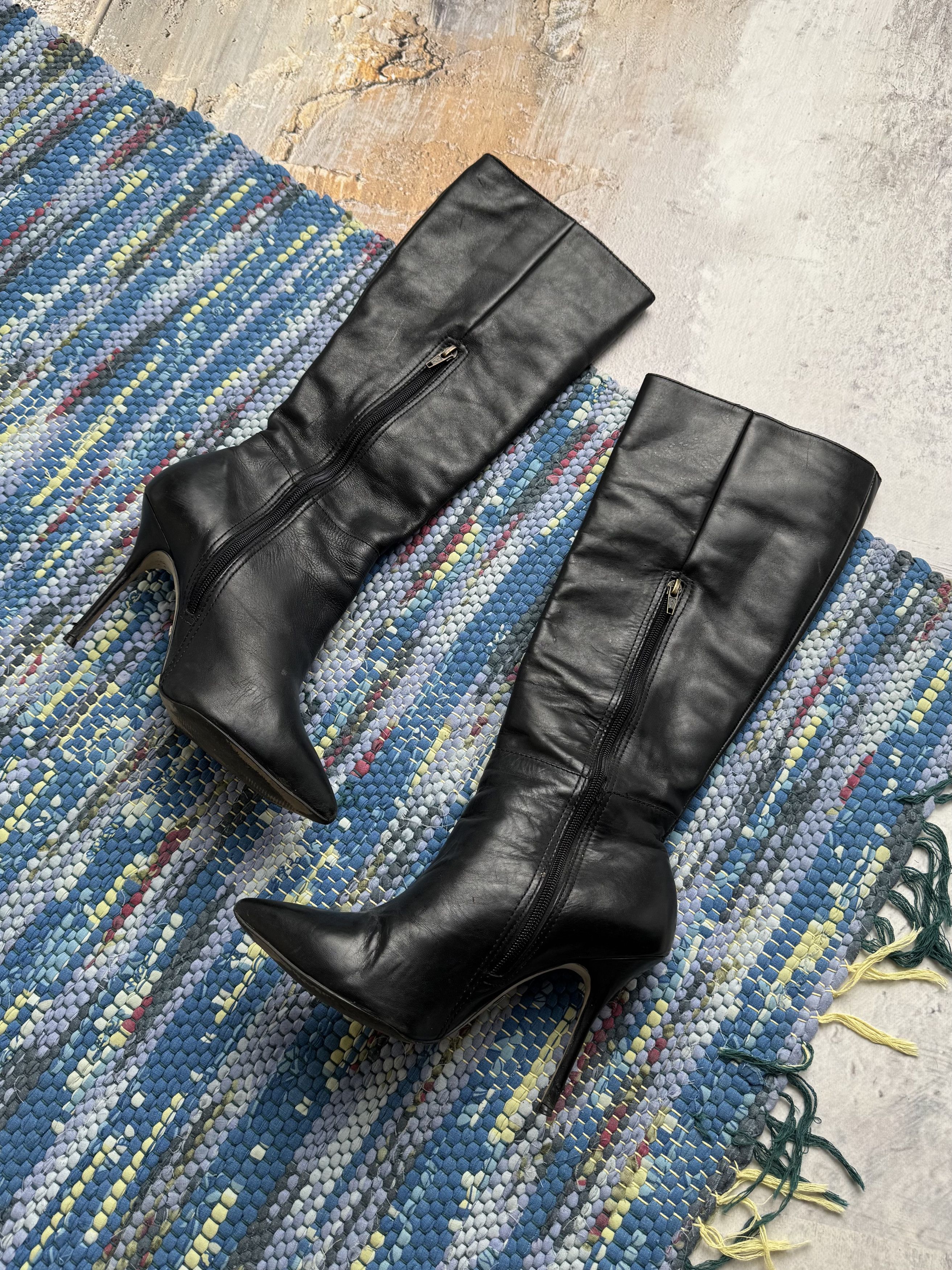 Vintage Vintage Leather Boots With Heels A8(V1)D15 Size US 9 / IT 39 - 4 Thumbnail
