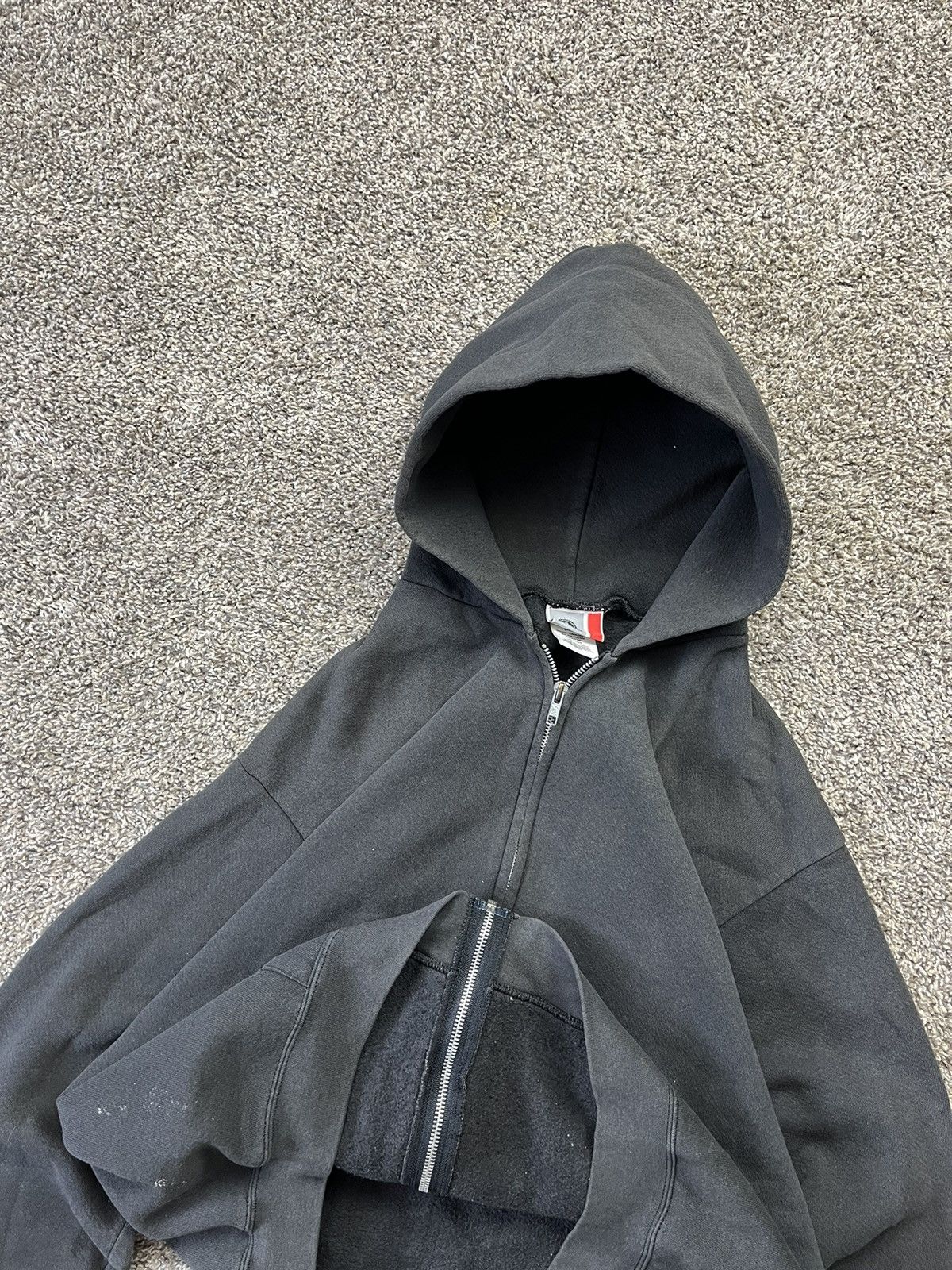 Made In Usa × Vintage Vintage 90s Faded Black Zip Up Hoodie
