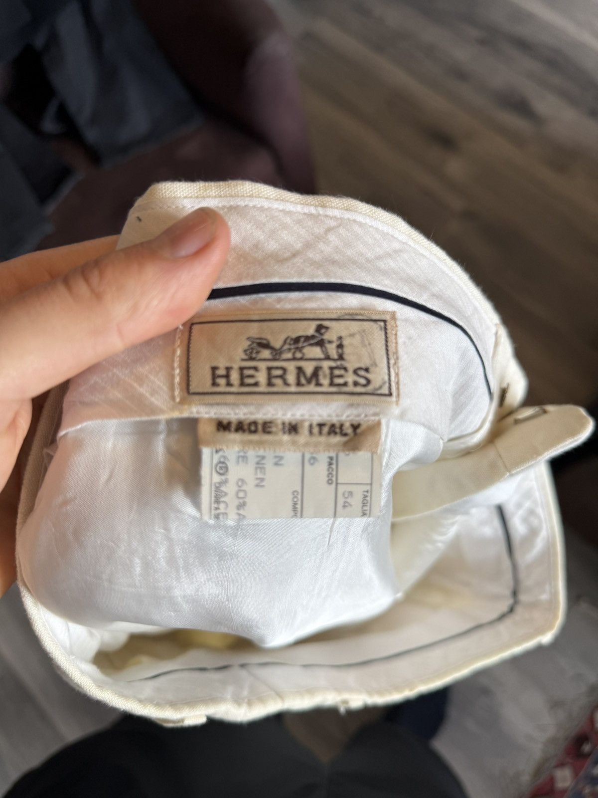 Hermes Hermès Ivory Linen Trousers with Cuffed Hem Size US 38 / EU 54 - 9 Thumbnail
