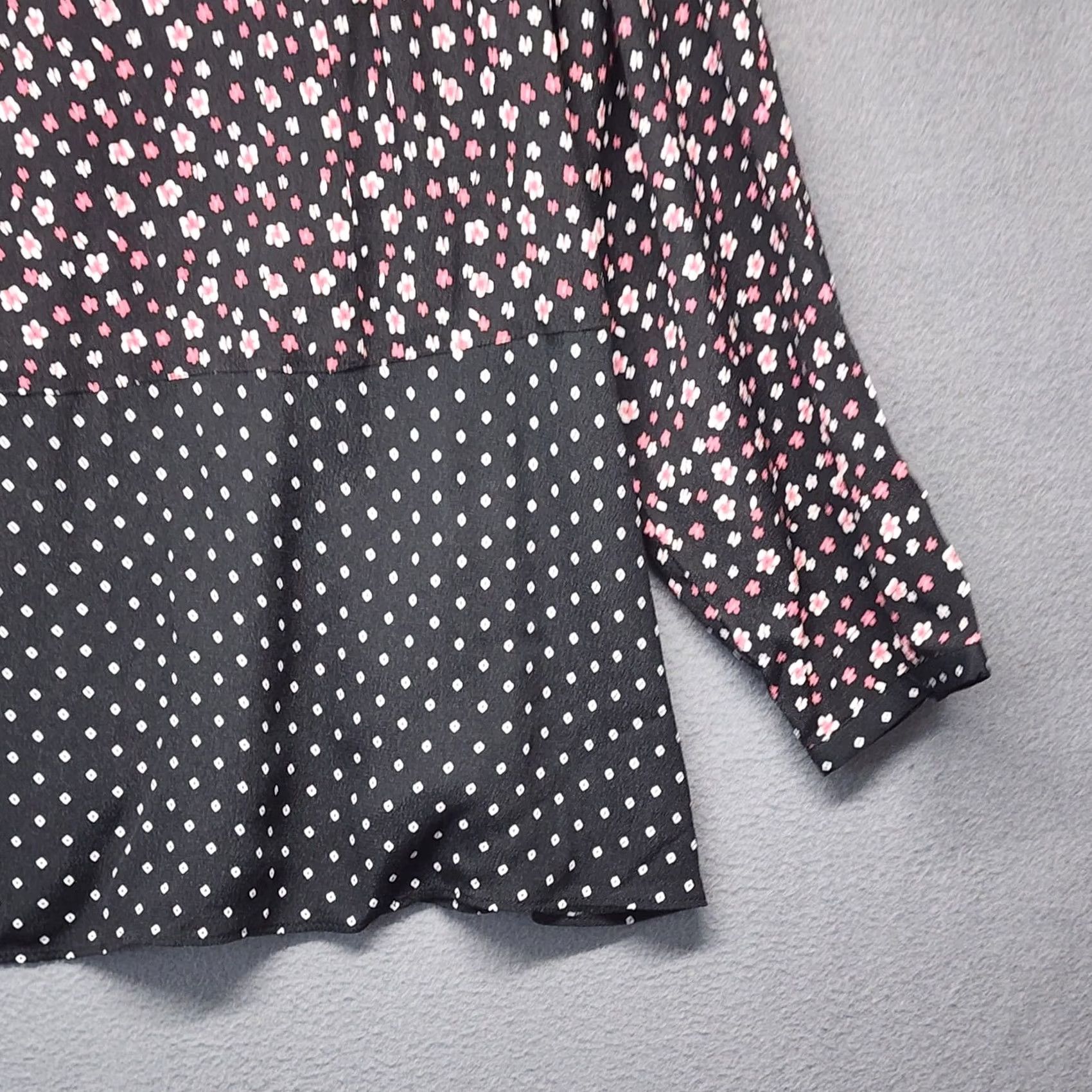 J. Jill J.Jill Blouse Shirt 3X Plus Womens Floral Tunic Boho Peplum Hem Black Pink Rayon Size XXL / US 16-18 / IT 52-54 - 7 Thumbnail