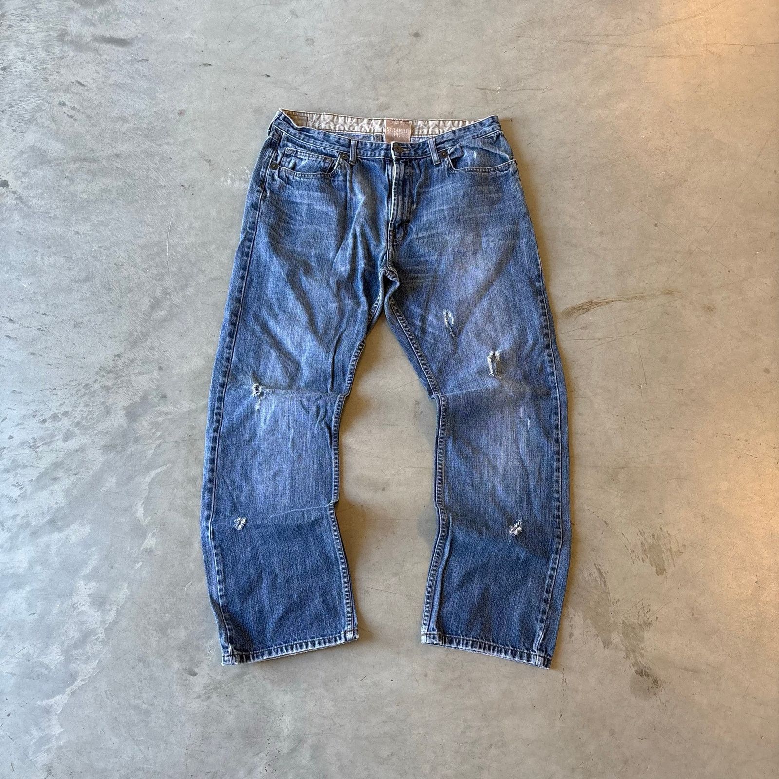 Vintage y2k faded washed distressed denim jeans Size US 36 / EU 52 - 1 Thumbnail